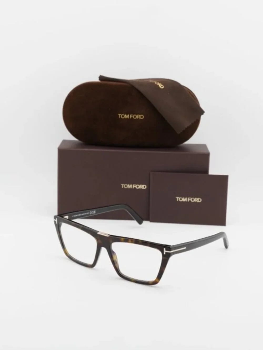 Tom Ford FT5912-B 052 Rectangle Eyeglasses 57mm - Havana / Blue Light Block